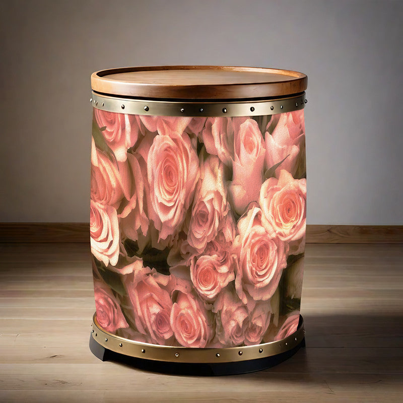 Peach Roses Drum Decoupage