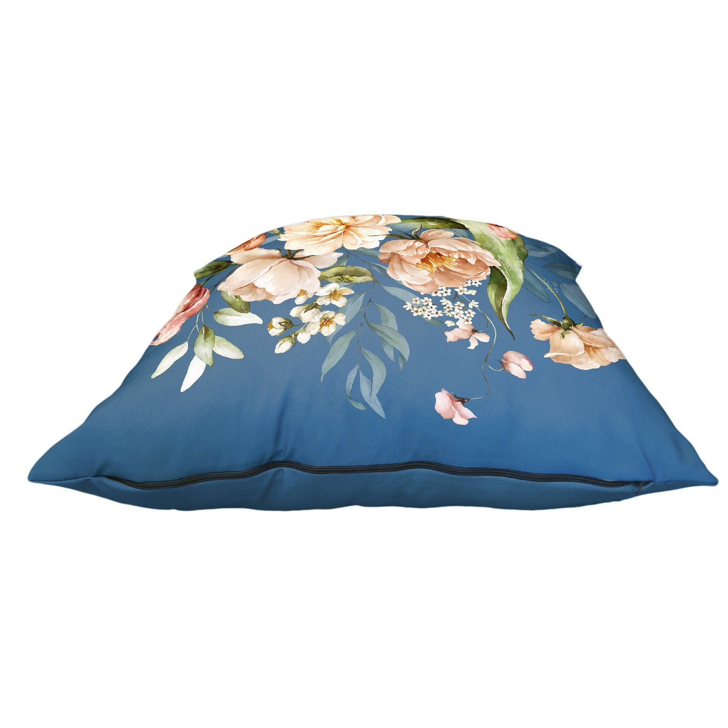 Peach Floral On Blue Luxury Scatter by Mark van Vuuren