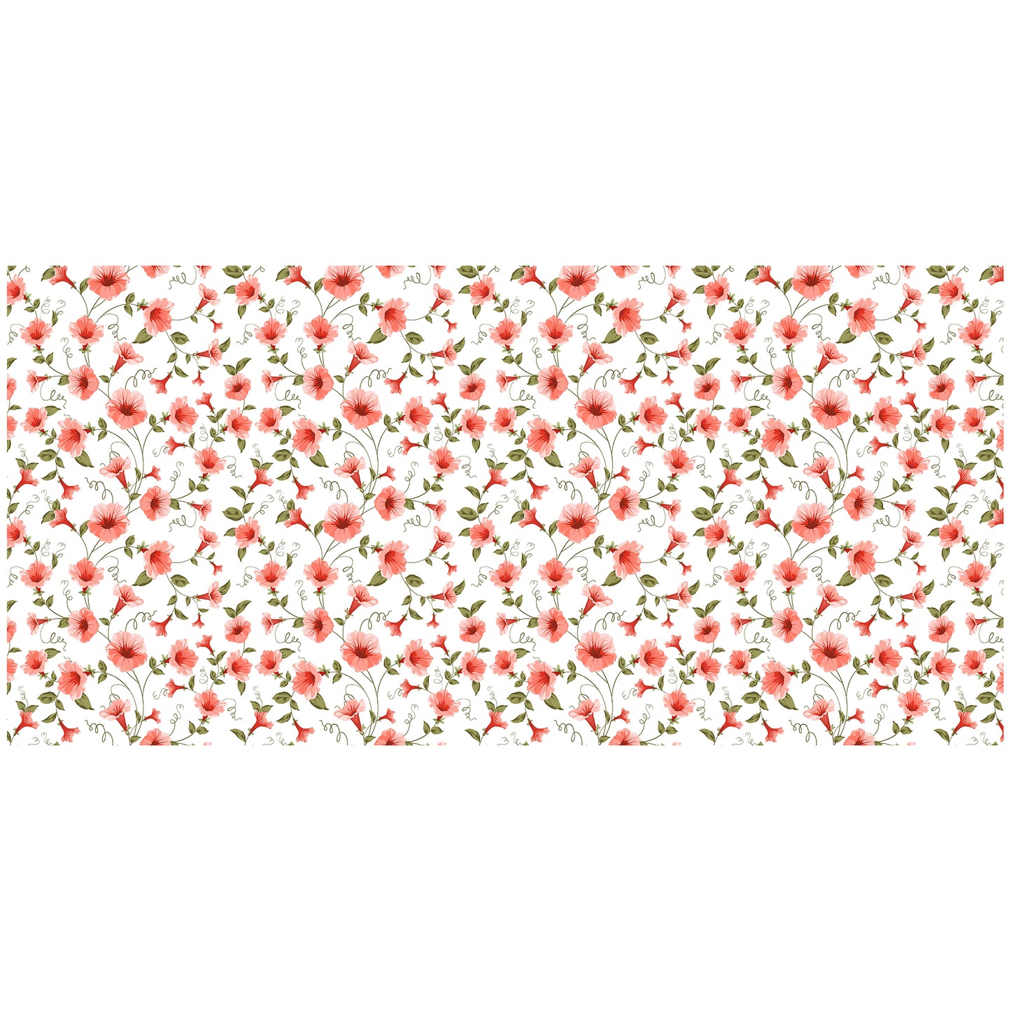 Peach Lily Pattern on White 3m Rectangle Tablecloth