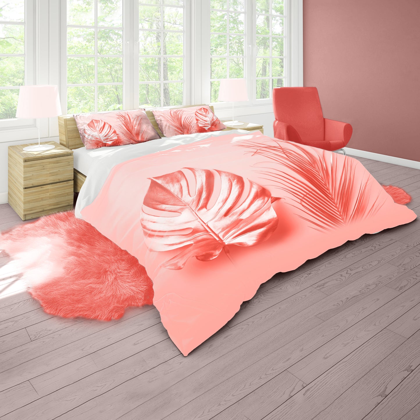 Peach Leaves Duvet Cover Set
