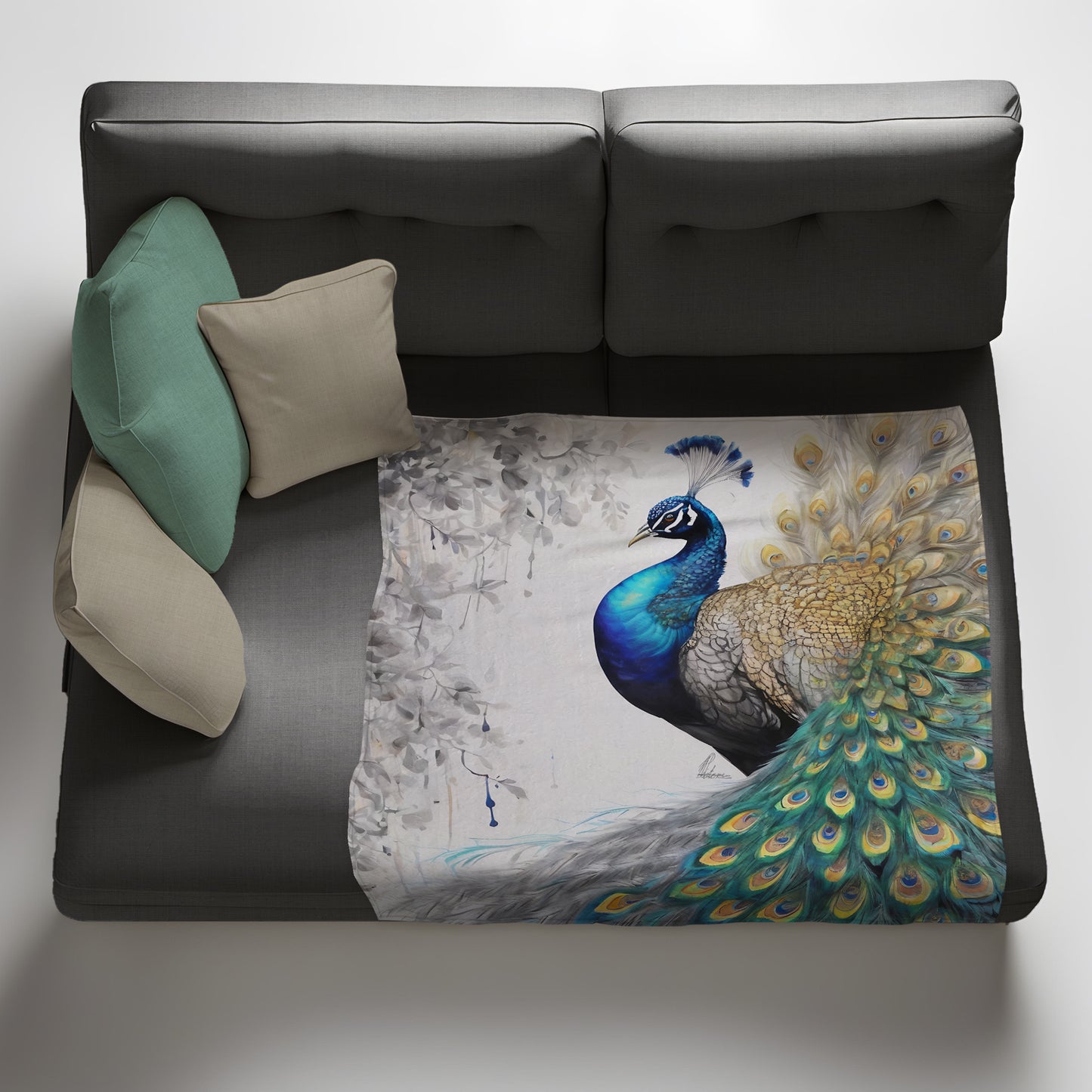 Peacock's Eclipsed Plumage Light Weight Fleece Blanket by Nathan Pieterse