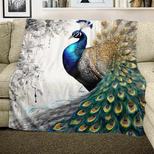 Peacock's Eclipsed Plumage Light Weight Fleece Blanket by Nathan Pieterse