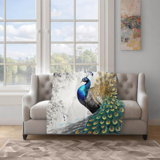 Peacock's Eclipsed Plumage Light Weight Fleece Blanket by Nathan Pieterse