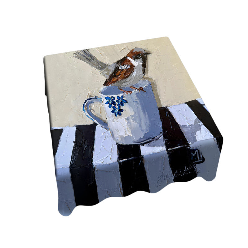 Peep in a Teacup Square Tablecloth by Juanette Menderoi