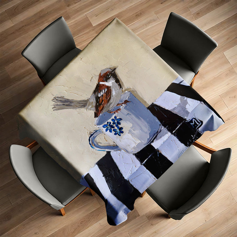 Peep in a Teacup Square Tablecloth by Juanette Menderoi