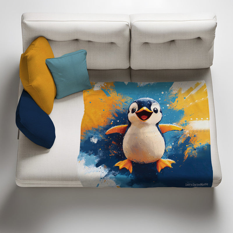Penguin Light Weight Fleece Blanket by Wikus Schalkwyk