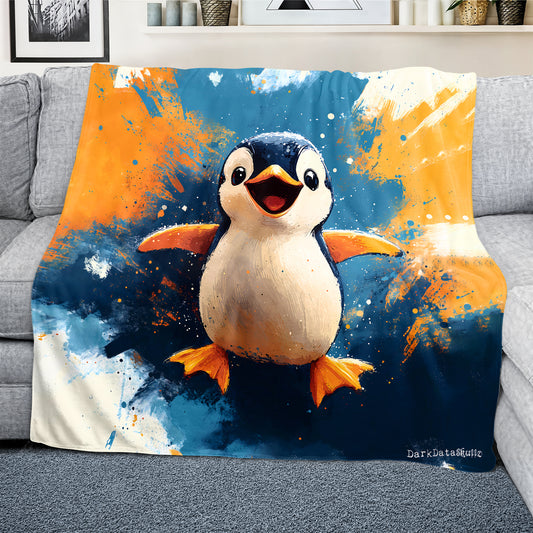 Penguin Light Weight Fleece Blanket by Wikus Schalkwyk
