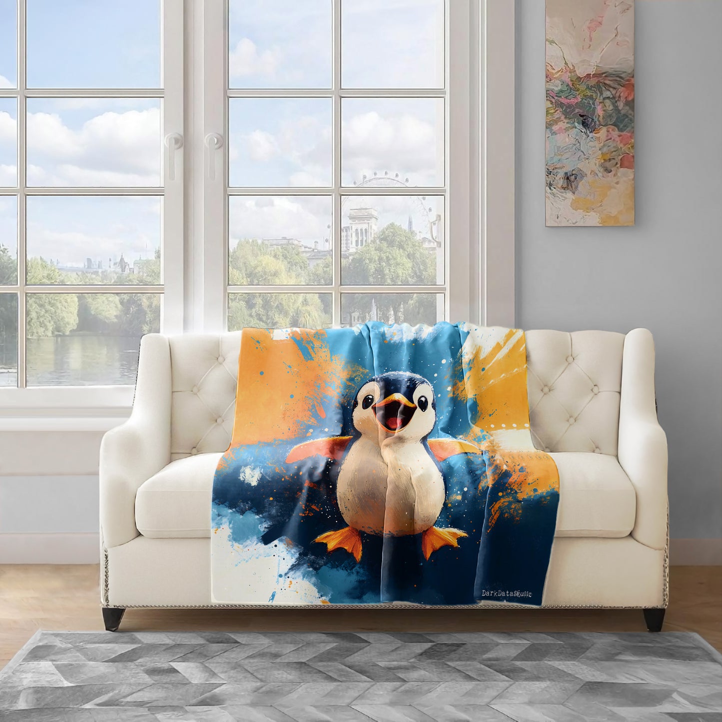 Penguin Light Weight Fleece Blanket by Wikus Schalkwyk