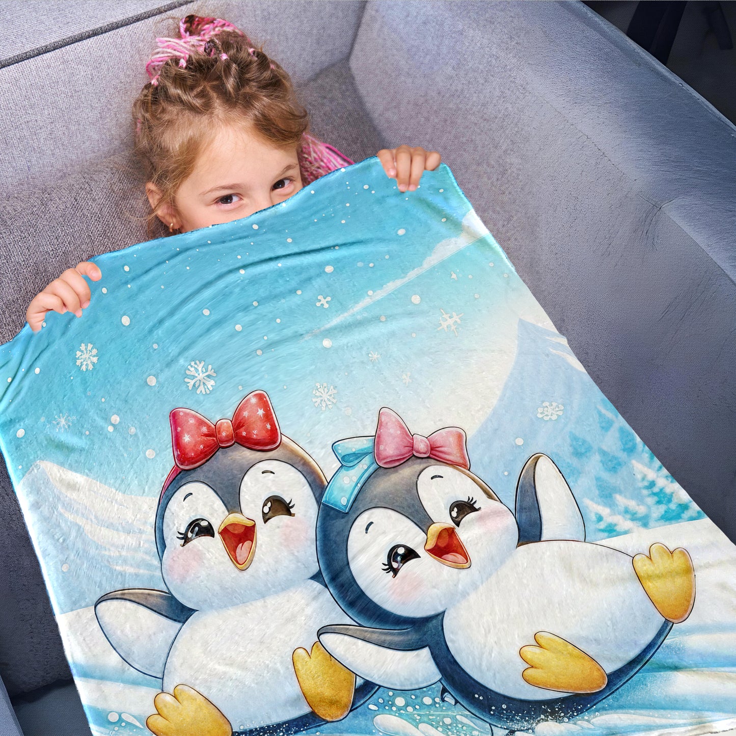 Penquins Playing Toddler Fleece Blanket