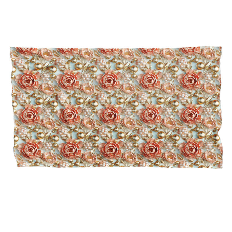 Peonies And Gold Light Bed Throw
