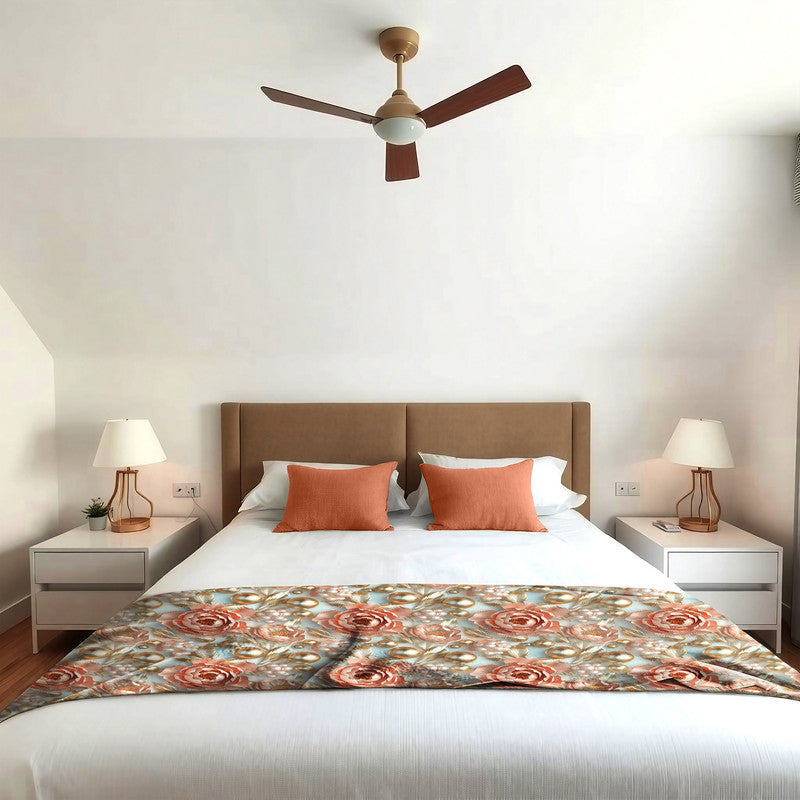 Peonies And Gold Light Bed Throw