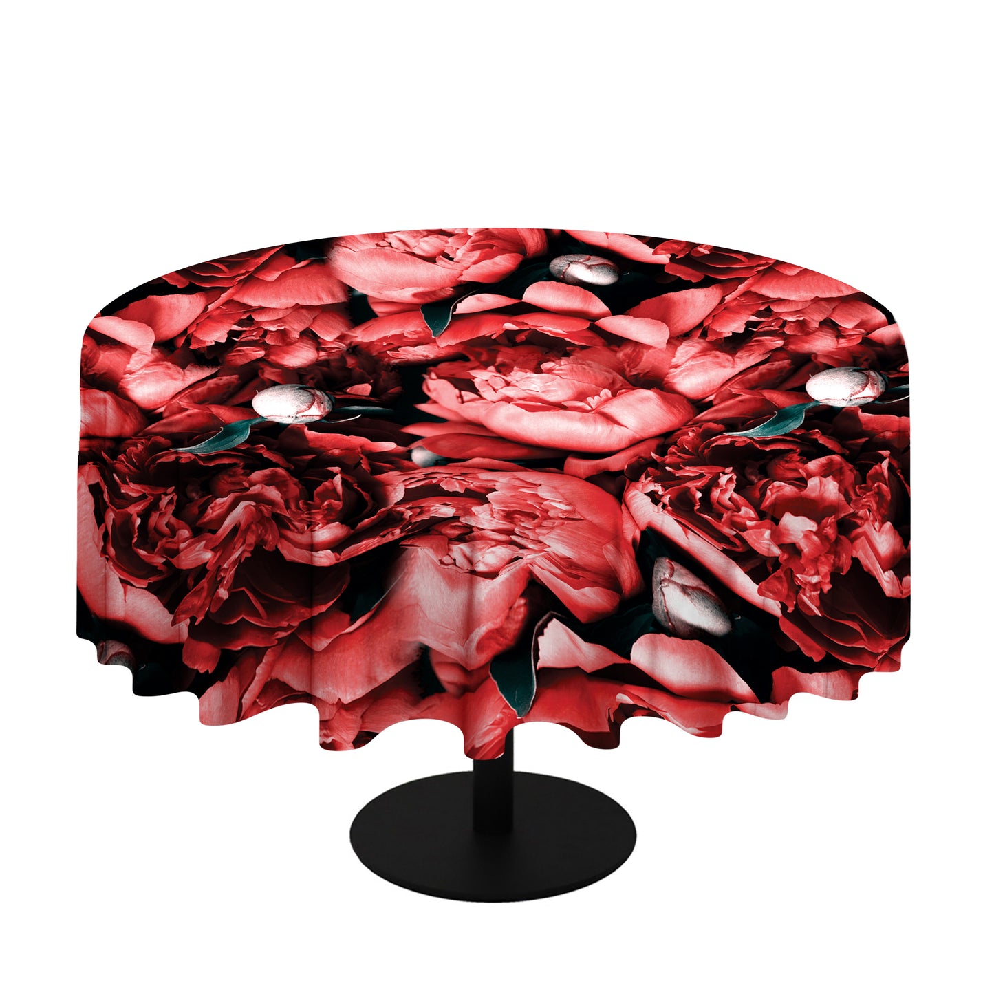 Peonies In Peach Colour Round Tablecloth