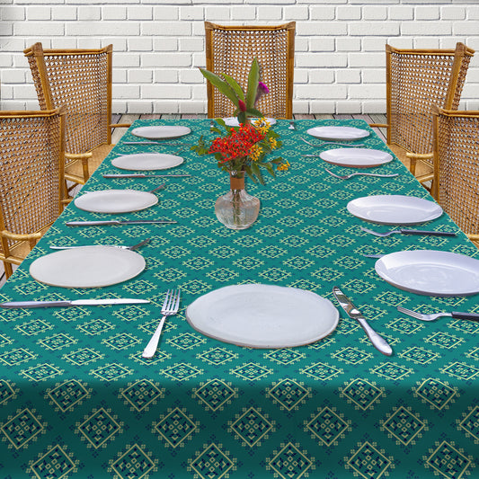 Peruvian Motiv on Green 3m Rectangle Tablecloth