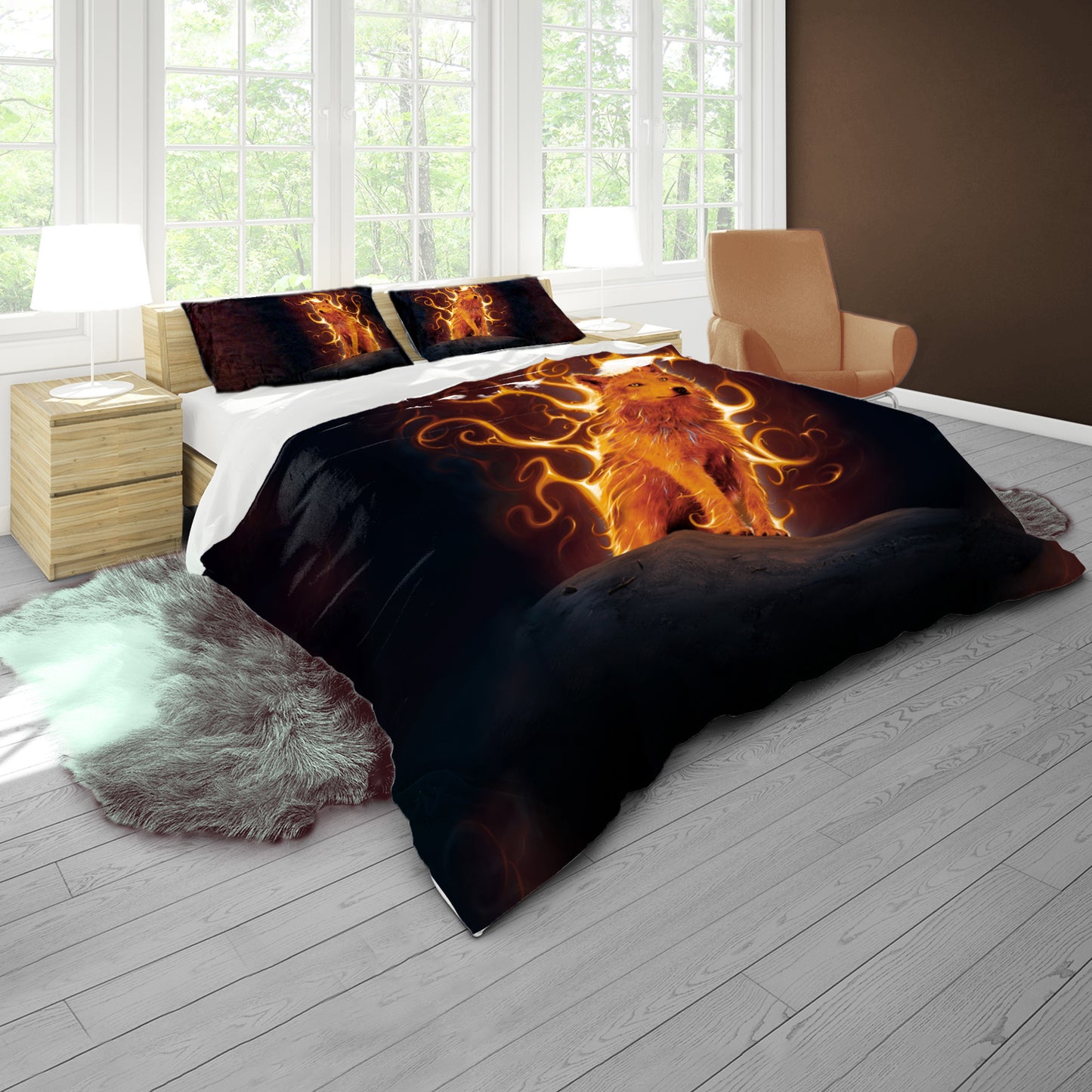 Phoenix Wolf Duvet Cover Set By Vincent Hie