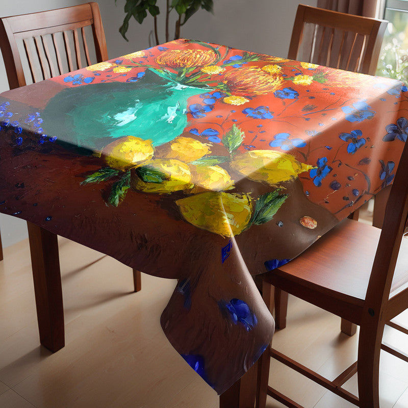 Pincushion Protea And Lemons Square Tablecloth by Juanette Menderoi