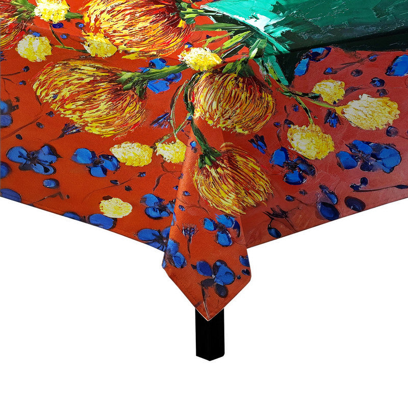 Pincushion Protea And Lemons Square Tablecloth by Juanette Menderoi
