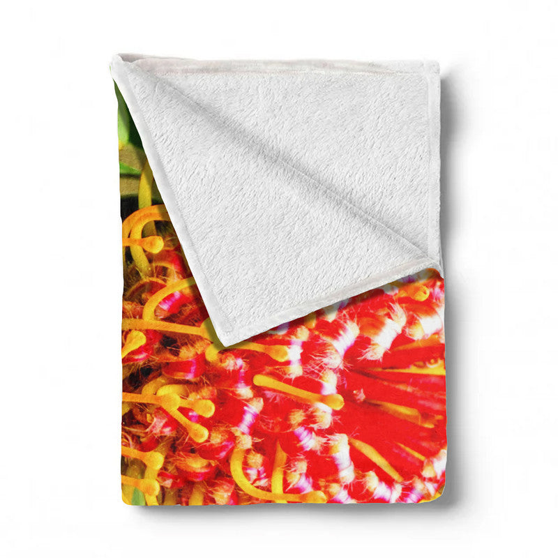 Pincushion Protea Light Weight Fleece Blanket by Annette Heymans