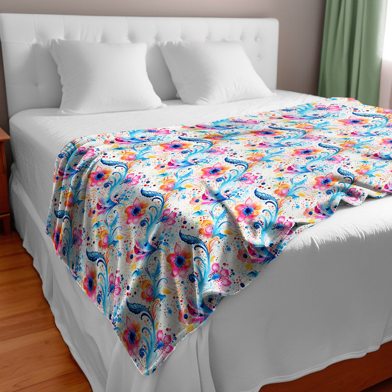 Pink And Blue Light Bed Throw