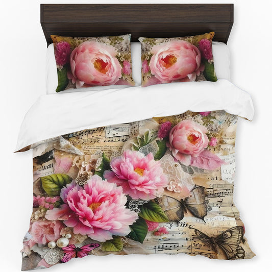 Pink Blush Ink Petal Duvet Cover Set