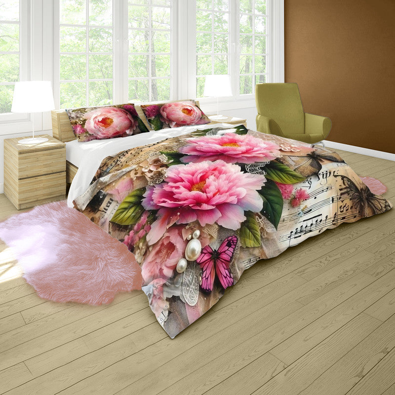 Pink Blush Ink Petal Duvet Cover Set