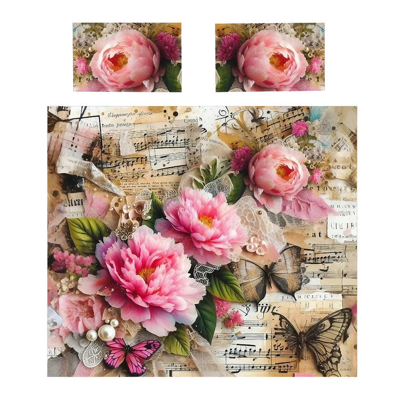 Pink Blush Ink Petal Duvet Cover Set