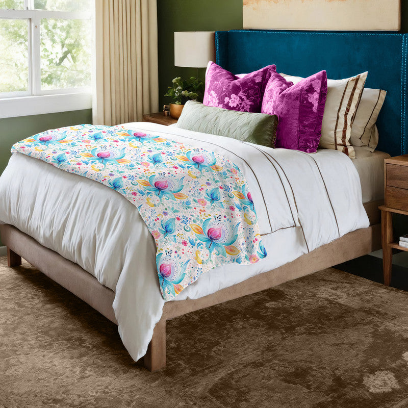 Pink Buds Light Bed Throw