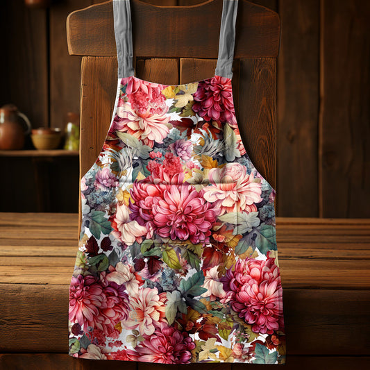 Pink Floral Arrangement Medium Length Apron By Mark Van Vuuren