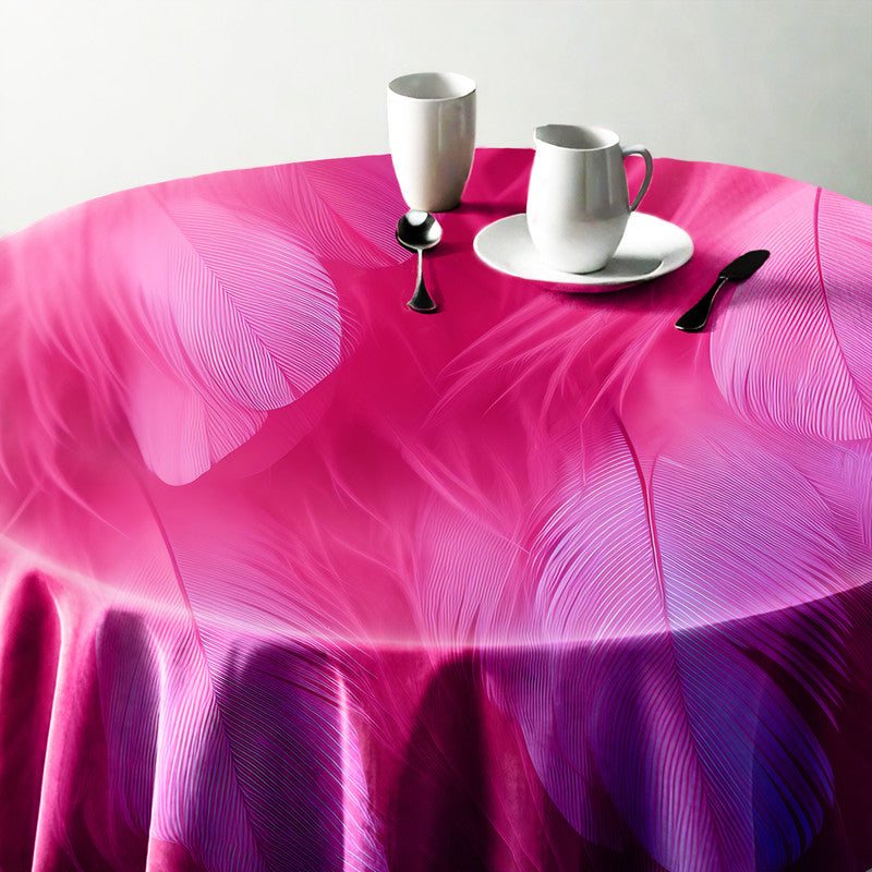 Pink Fluffy Flamingo Feathers Round Tablecloth