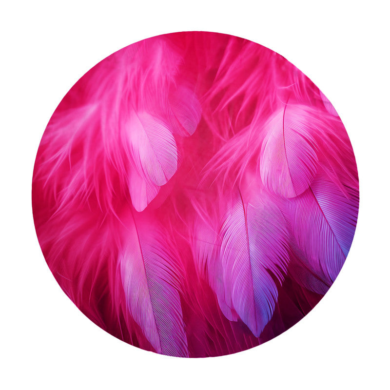 Pink Fluffy Flamingo Feathers Round Tablecloth