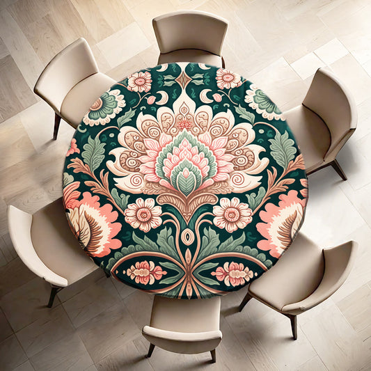 Pink Indian Pattern Round Tablecloth