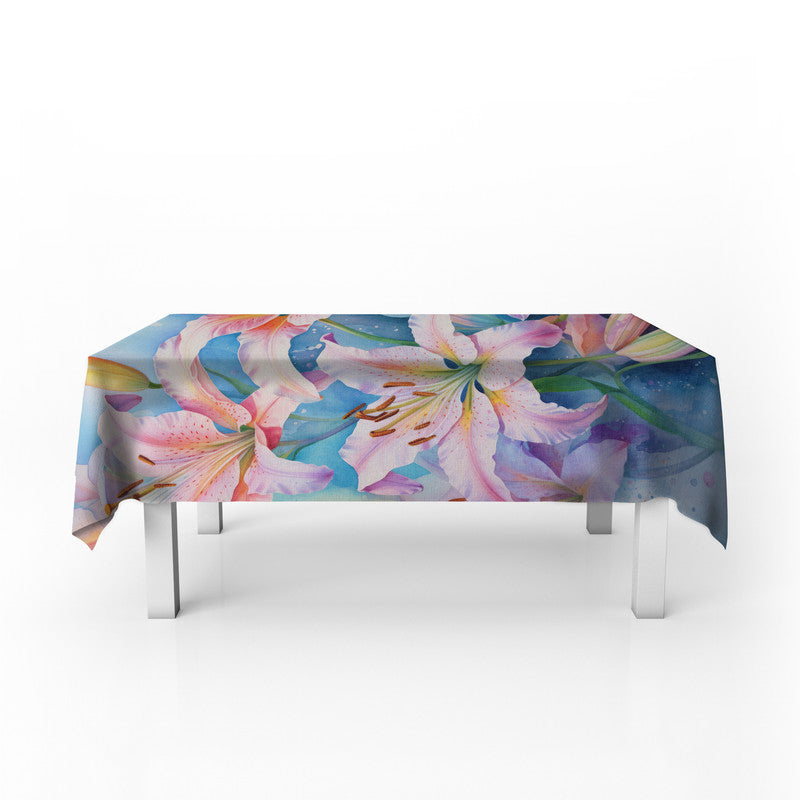 Pink Lilies Rectangle Tablecloth