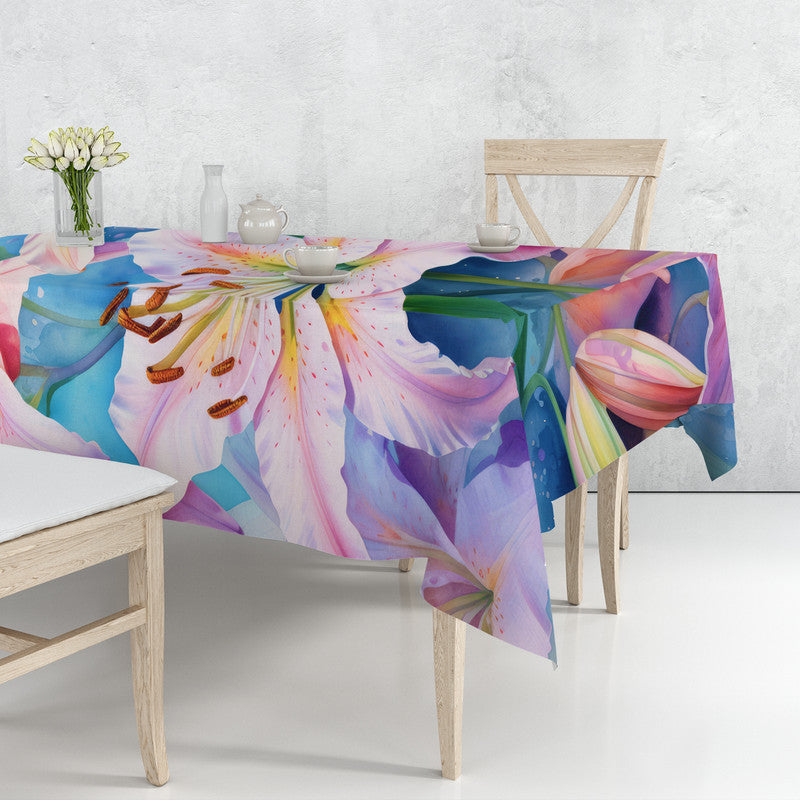 Pink Lilies Rectangle Tablecloth