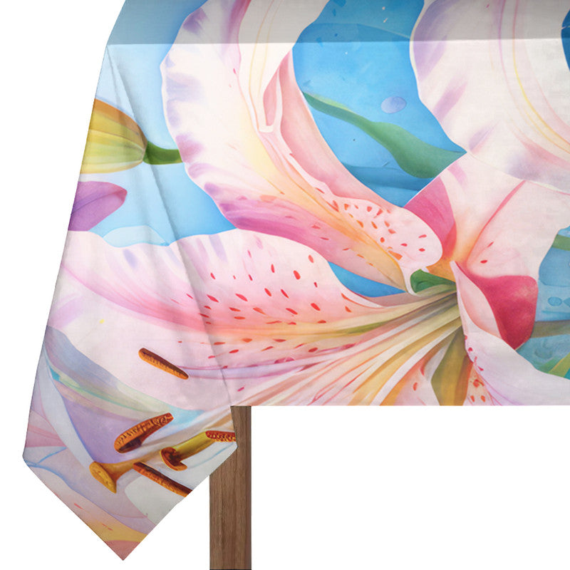 Pink Lilies Rectangle Tablecloth
