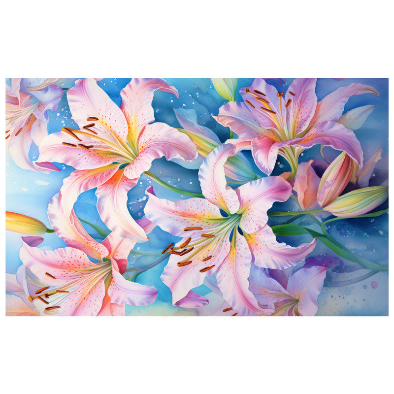 Pink Lilies Rectangle Tablecloth