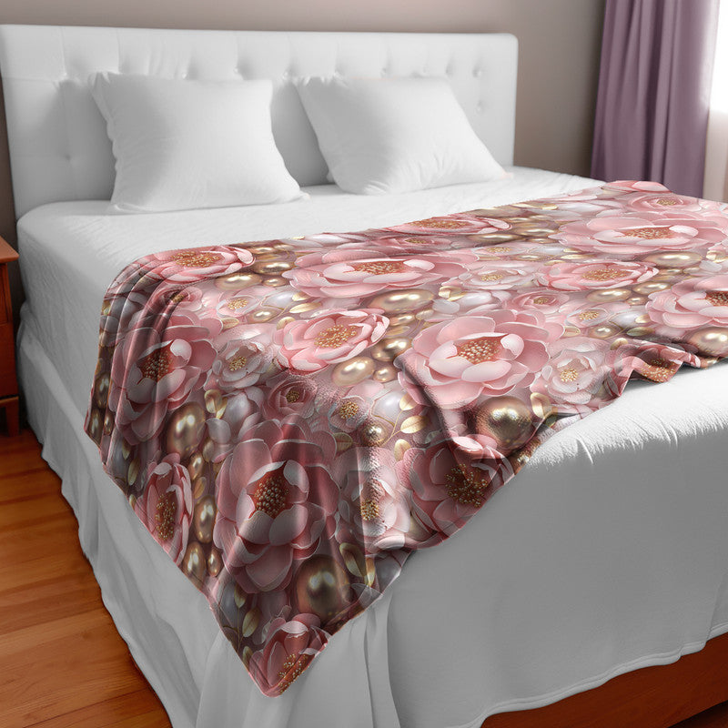 Pink Peonies Light Bed Throw