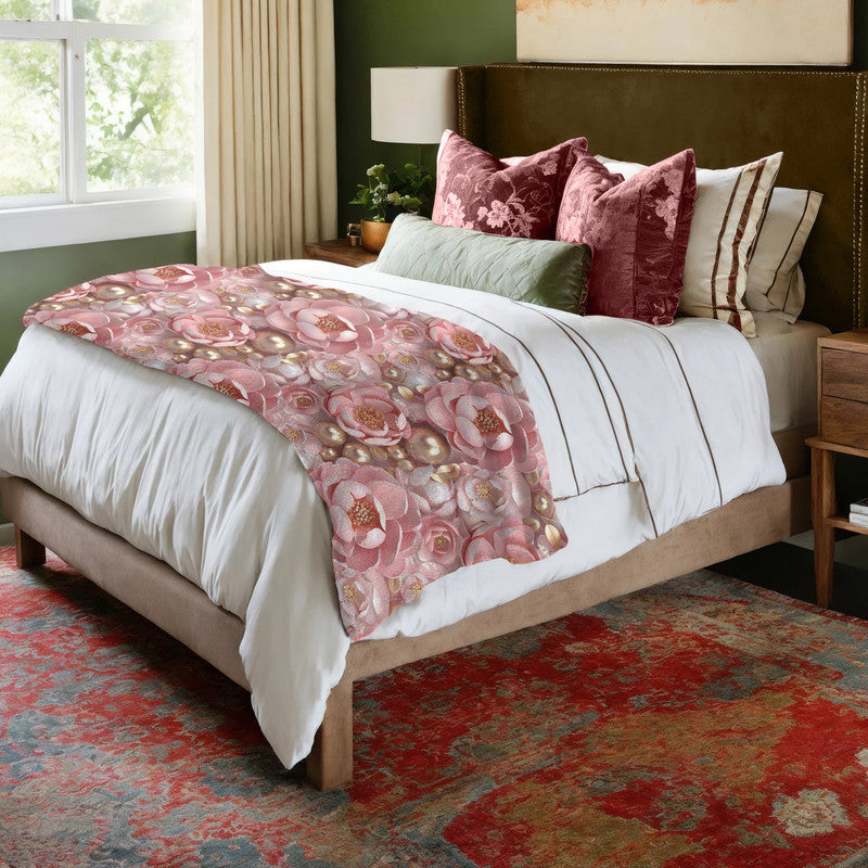 Pink Peonies Light Bed Throw