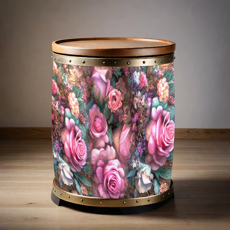 Pink Roses Against the Wall Drum Decoupage