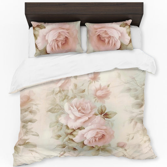 Pink Roses Fade Duvet Cover Set