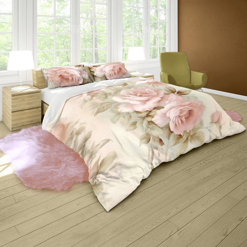 Pink Roses Fade Duvet Cover Set