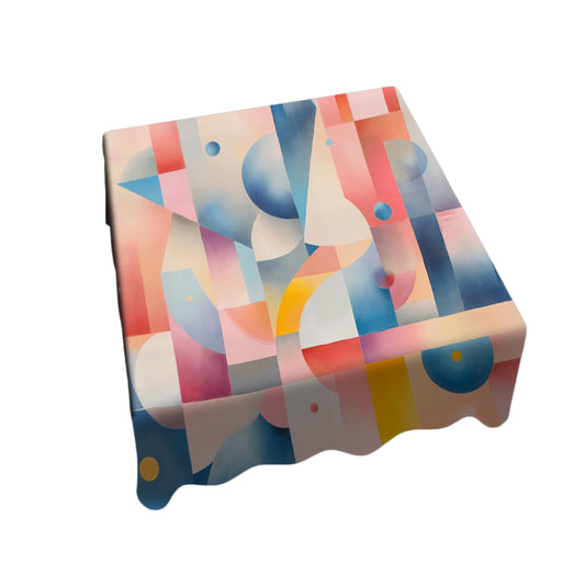 Pink Abstract Shapes Square Tablecloth