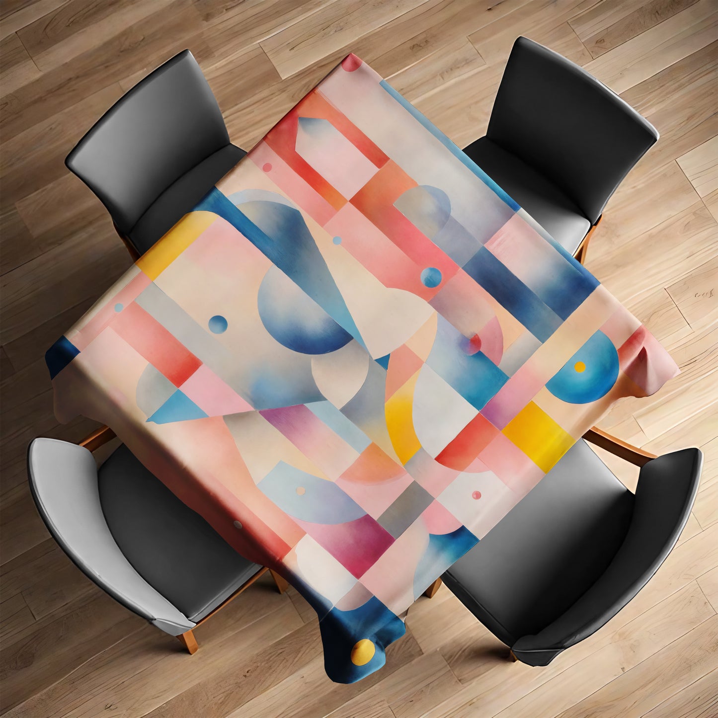 Pink Abstract Shapes Square Tablecloth