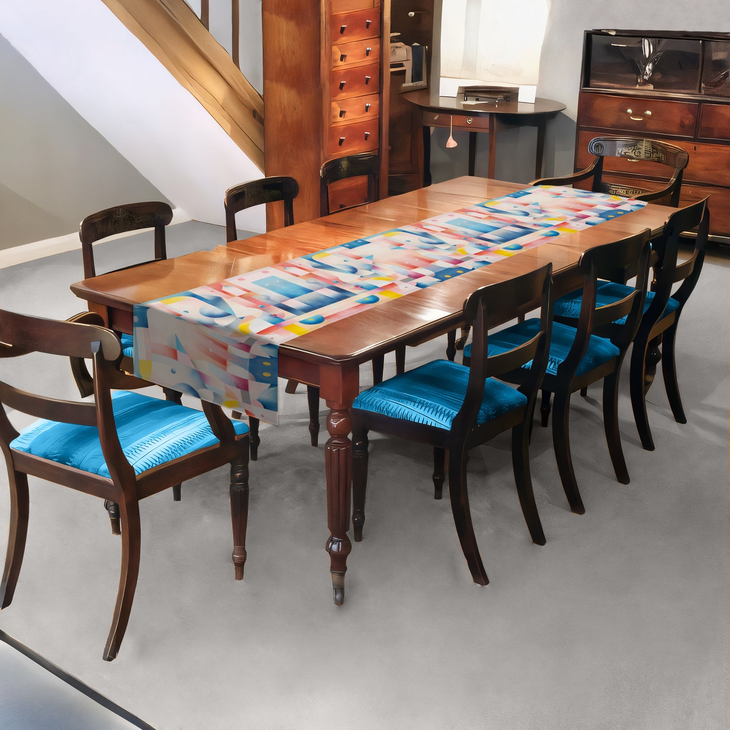 Pink Abstract Shapes Table Runner