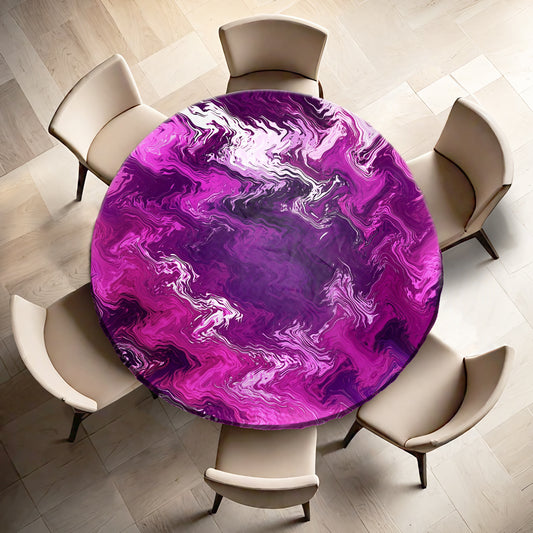 Pink And Purple Cross Round Tablecloth