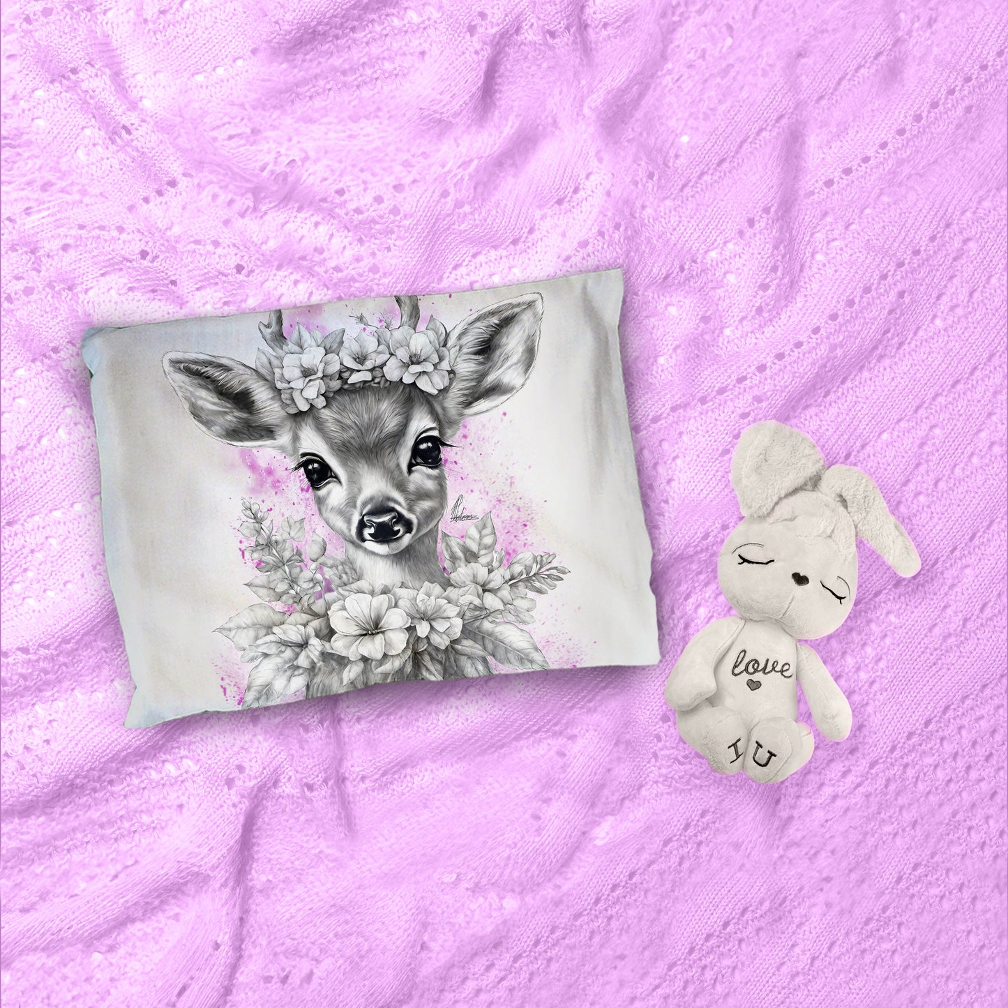 Pink Baby Deer Cot Duvet Set By Nathan Pieterse