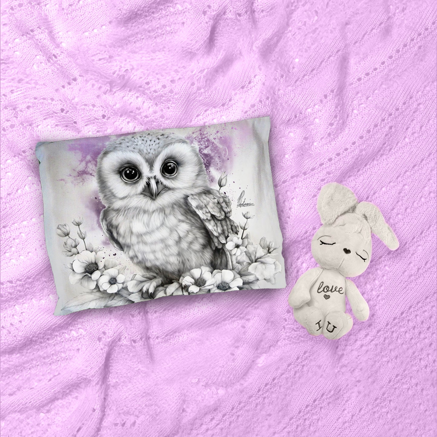 Pink Baby Owl Cot Duvet Set By Nathan Pieterse