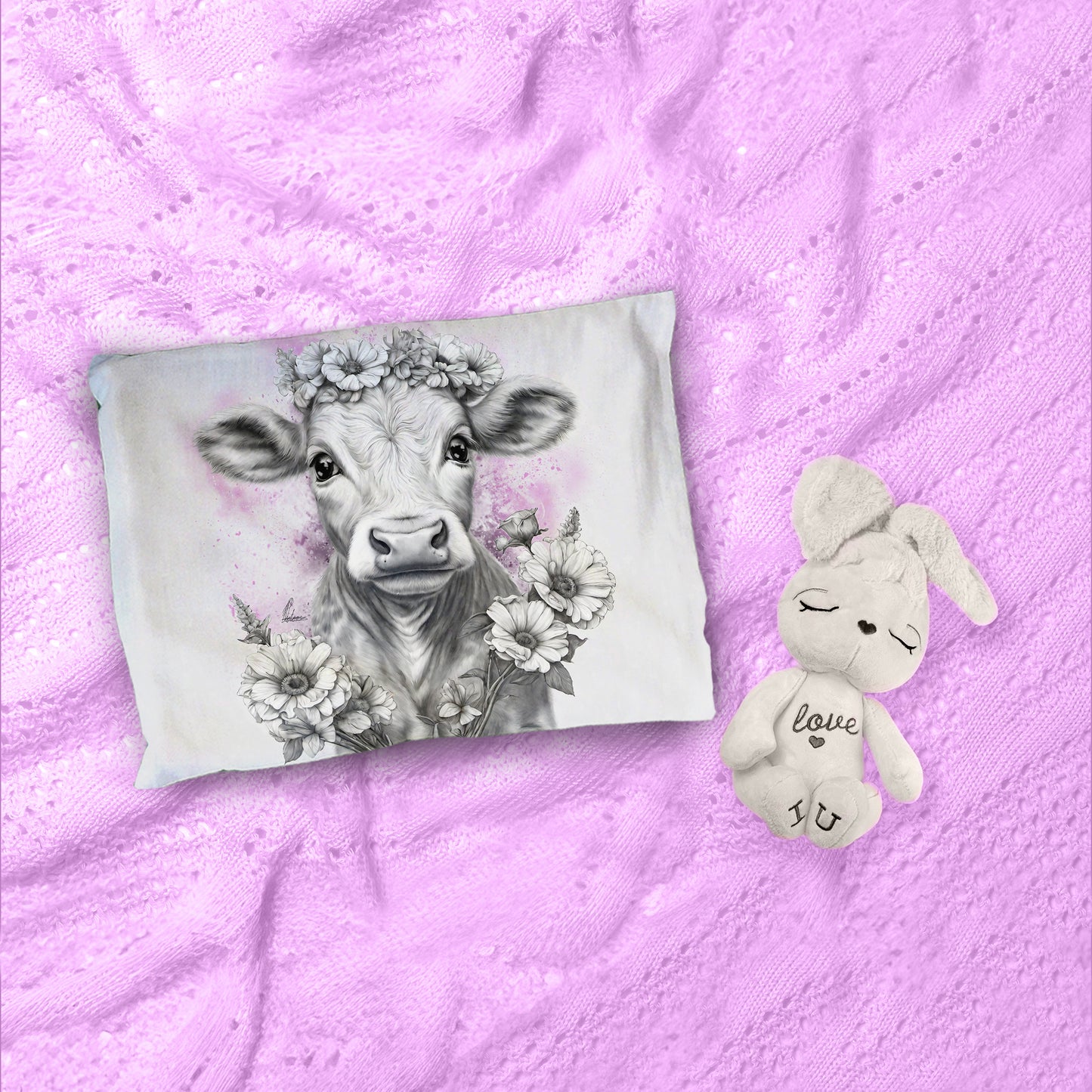 Pink Cow Calf Cot Duvet Set By Nathan Pieterse