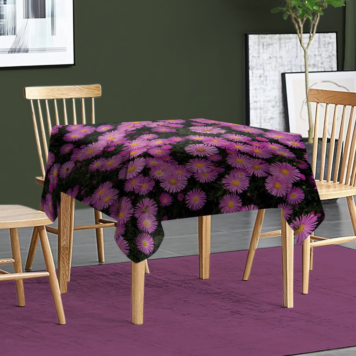 Pink Daisies Square Tablecloth