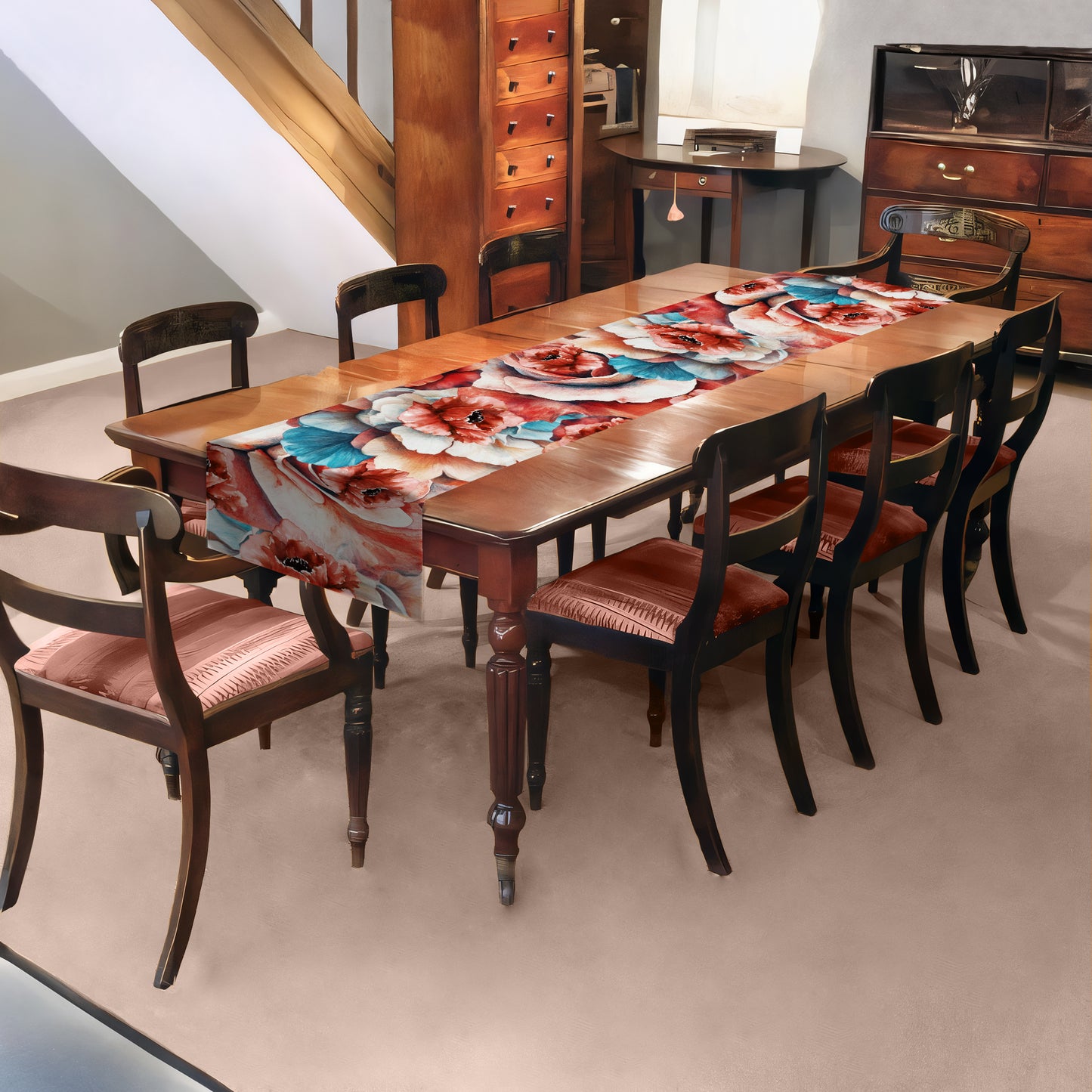 Pink Floral Bloom Table Runner by Mark van Vuuren