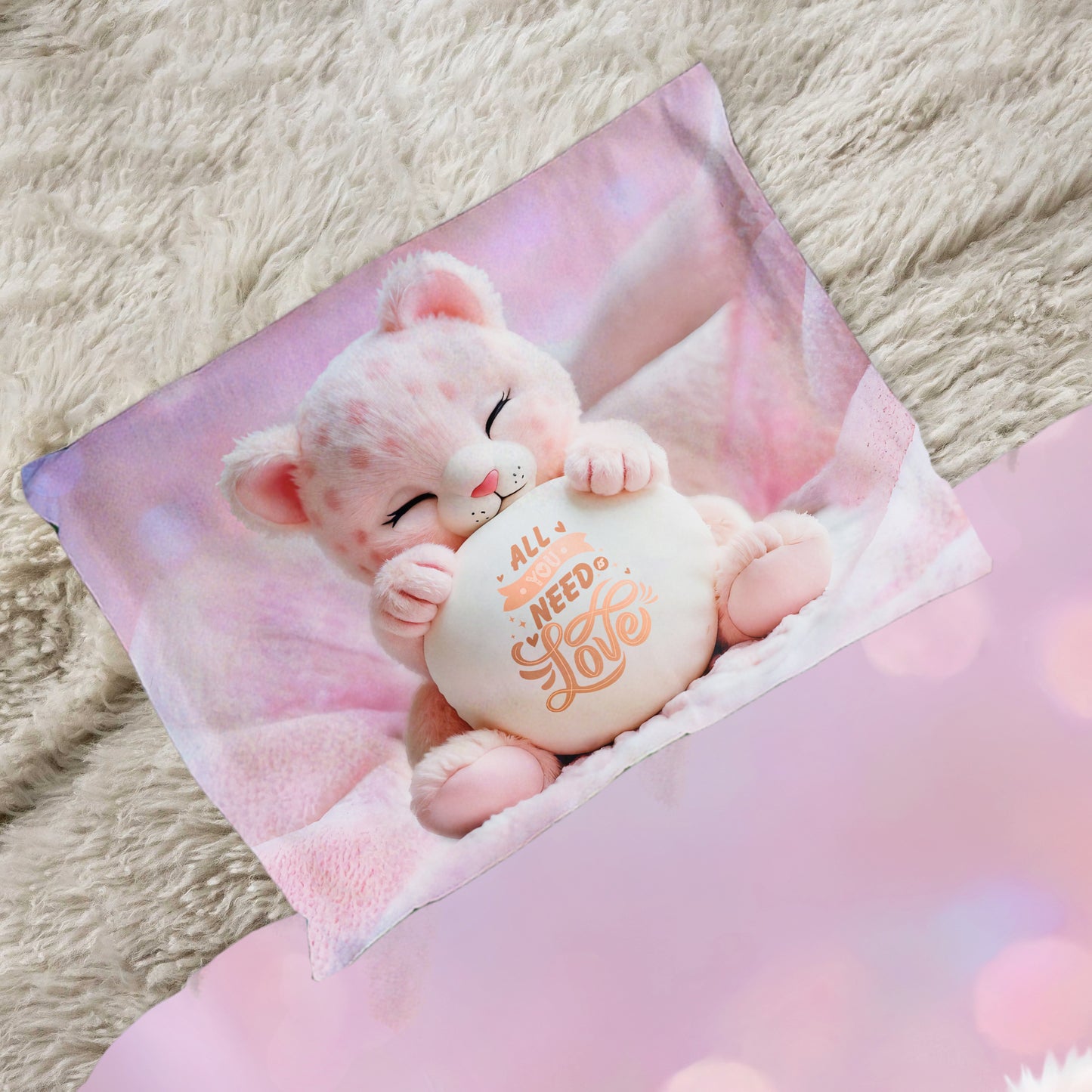 Pink Leopard Cub Cot Set