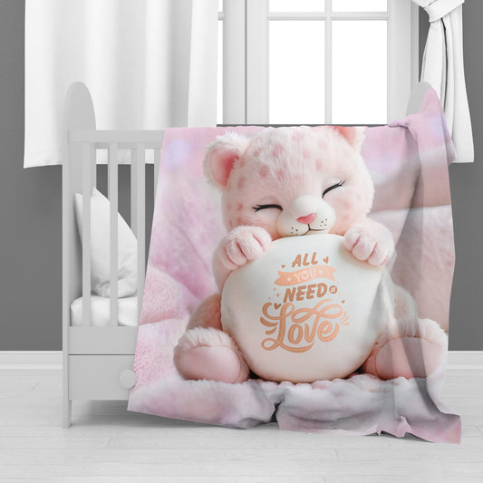 Pink Leopard Cub Minky Blanket